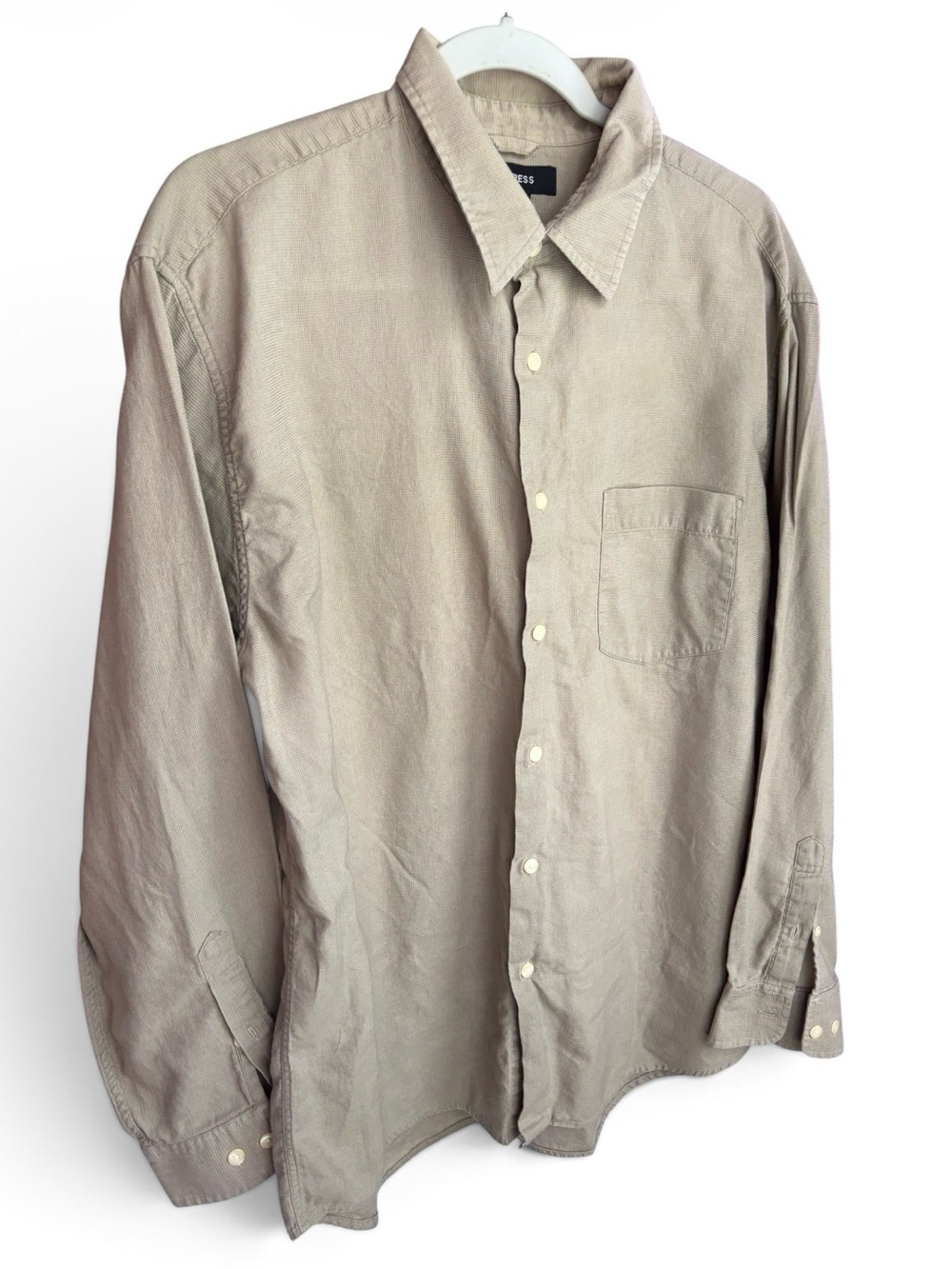 Men's Long-Sleeve Button-Up Shirt in Beige